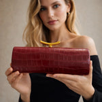 Crocodile-pattern Baguette Style fashionable shoulder And crossbody Bag
