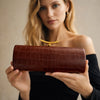 Crocodile-pattern Baguette Style fashionable shoulder And crossbody Bag