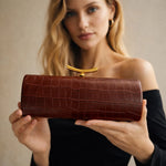 Crocodile-pattern Baguette Style fashionable shoulder And crossbody Bag