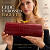 Crocodile-pattern Baguette Style fashionable shoulder And crossbody Bag