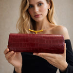 Crocodile-pattern Baguette Style fashionable shoulder And crossbody Bag