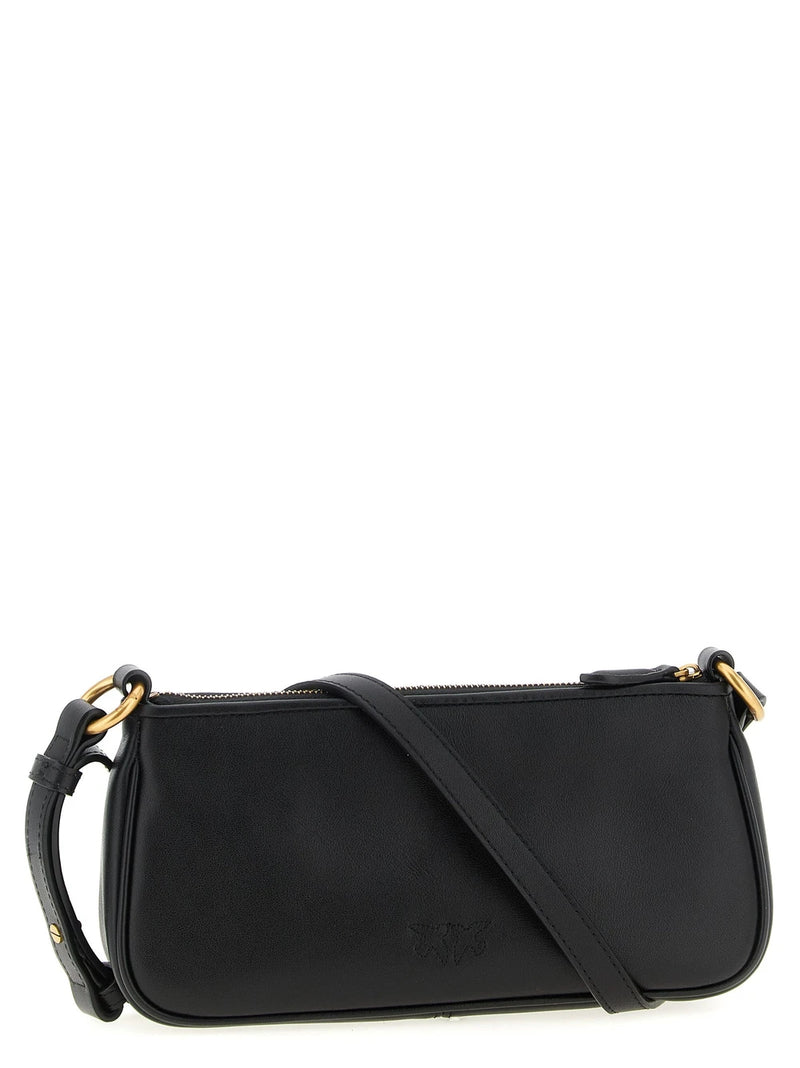 PINKO Black Goatskin Leather Crossbody Bag