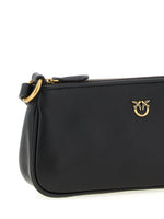 PINKO Black Goatskin Leather Crossbody Bag