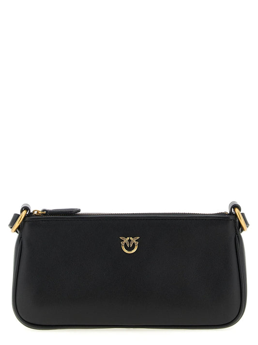 PINKO Black Goatskin Leather Crossbody Bag