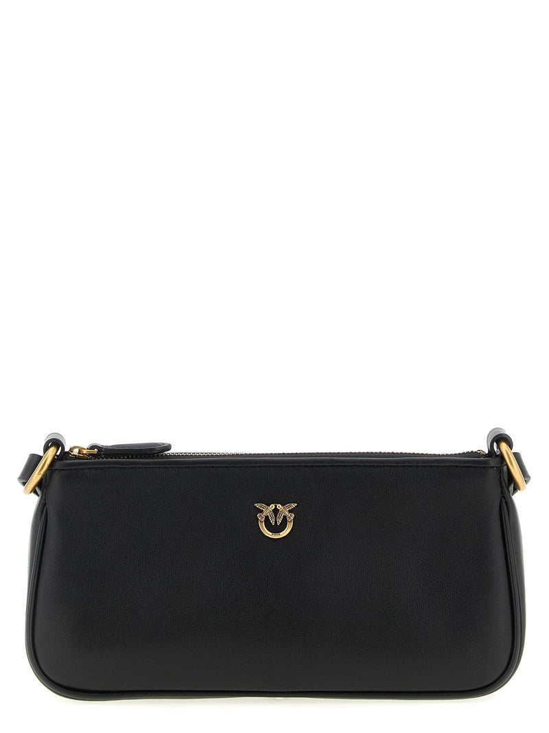 PINKO Black Goatskin Leather Crossbody Bag