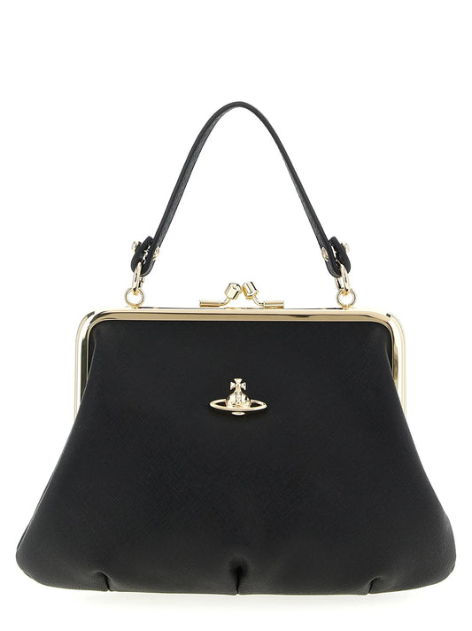 Vivienne Westwood Black Leather Granny Frame Handbag