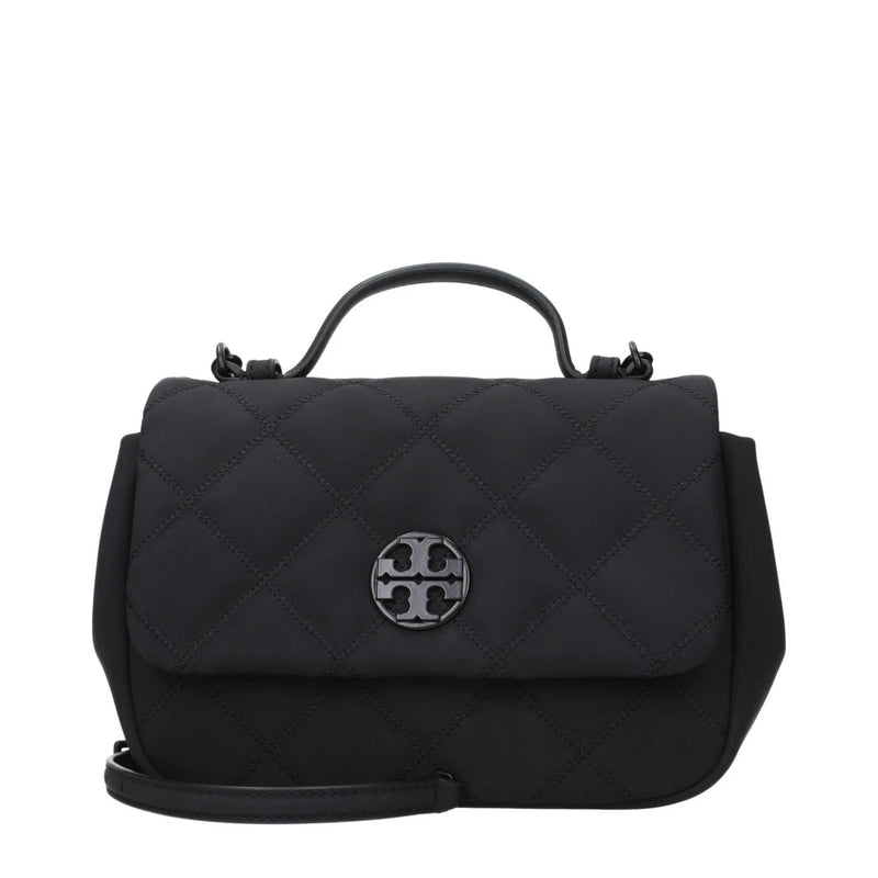 Tory Burch Black Quilted Fabric Handbag