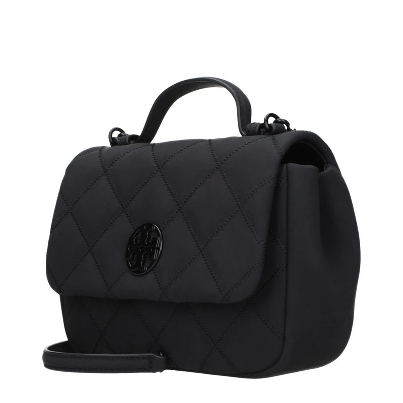 Tory Burch Black Quilted Fabric Handbag