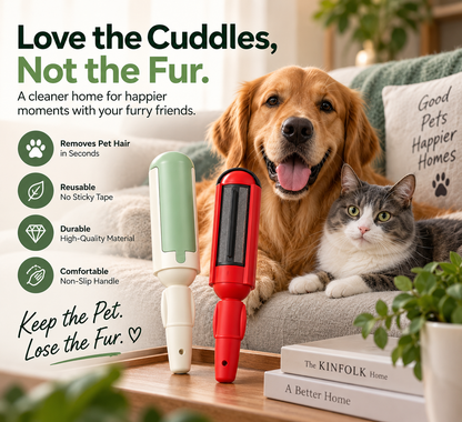 Pet Hair Remover Roller Comfy Non-Slip Handle Dog Cat Portable Pet Lint Roller Self-Cleaning Base Couch Car Seat Carpet Bedding