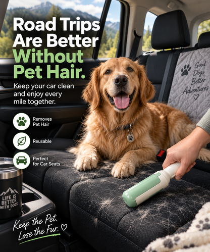 Pet Hair Remover Roller Comfy Non-Slip Handle Dog Cat Portable Pet Lint Roller Self-Cleaning Base Couch Car Seat Carpet Bedding