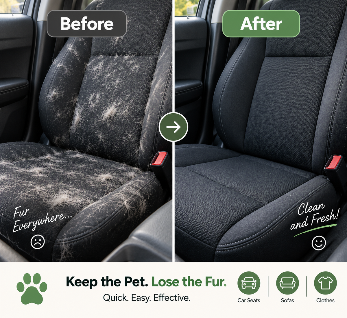 Pet Hair Remover Roller Comfy Non-Slip Handle Dog Cat Portable Pet Lint Roller Self-Cleaning Base Couch Car Seat Carpet Bedding