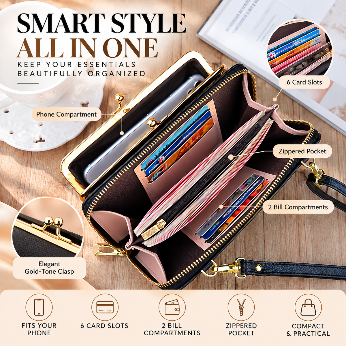 Lock Crossbody Bags Women Shoulder Bag Clutch Ladies Mobile Phone Bag Purse Handbag