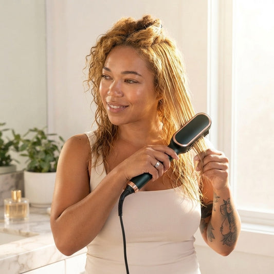 2-in-1 Heated Hair Straightening Brush.
